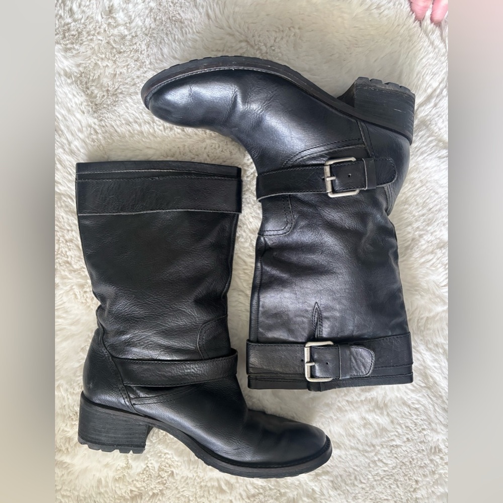 Franco Sarto Black Leather Ankle Moto Boots Size: 8.5 - Picture 4 of 7